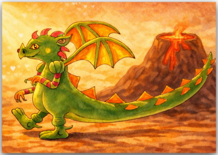 Postkarte Der Drache, der Liebe verteilt